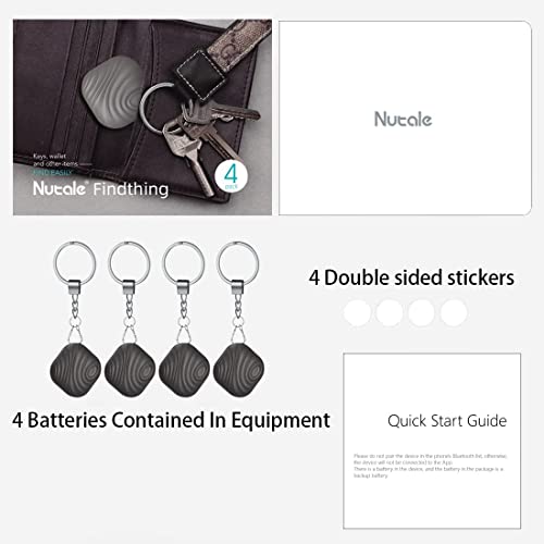 Nutale Key Finder, 4-Pack Bluetooth Tracker Item Locator with Key Chain for Keys Pet Wallets or Backpacks and Tablets