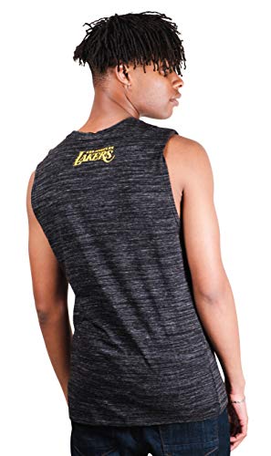 Ultra Game NBA Los Angeles Lakers Mens Jersey Sleeveless Muscle T-Shirt, Black Space Dye, Medium
