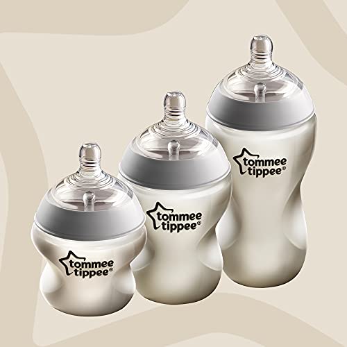 Tommee Tippee Closer to Nature Baby Bottles, Slow Flow Breast-Like Nipple with Anti-Colic Valve, 9oz, 3 Count, Colour My World Pacific - Blue