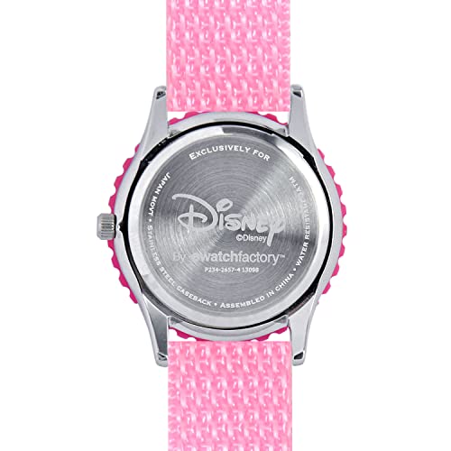 Disney Kids' W000969 Frozen Anna and Elsa Time Teacher Watch with Pink Nylon Band