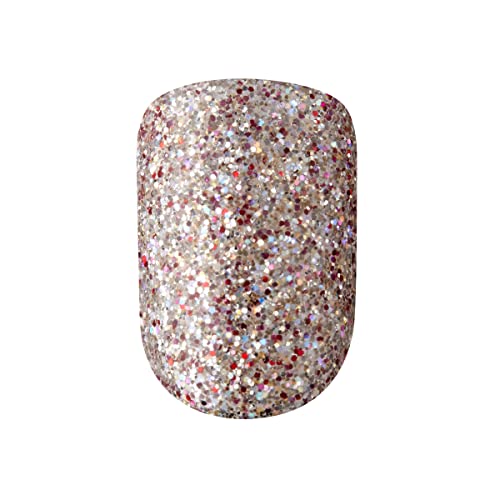 KISS imPRESS Press-On Manicure, Nail Kit, PureFit Technology, Short Press-On Nails, Square, Flawless, Includes Prep Pad, Mini File, Cuticle Stick, and 30 Fake Nails