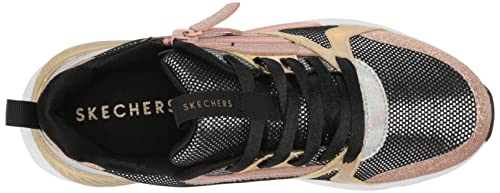 Skechers girls Shine Status 2.0 - Sleek Shin RAINBOW RACER NOVA BLITZ, Black/Rose Gold, 3 Little Kid US