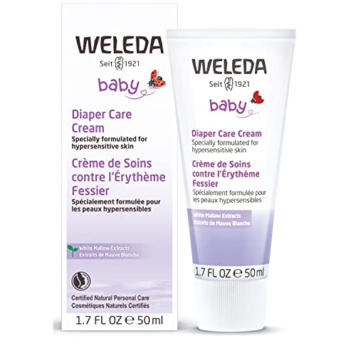 Weleda Baby White Mallow Diaper Care Cream, 1.7 Fluid Ounce, Fragrance Free Plant Rich Protection with White Mallow, Pansy, Sesame and Coconut Oils