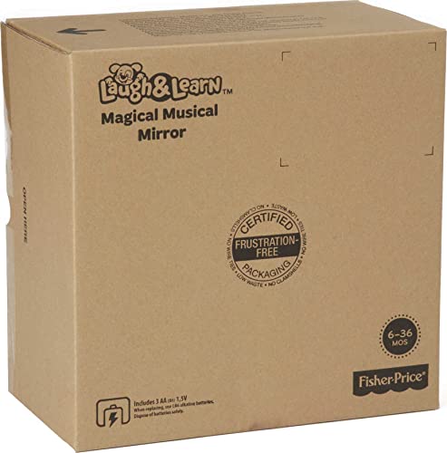 Fisher-Price Laugh and Learn Baby Toy, Magical Musical Mirror, Pretend Vanity Set with Light Sounds and Learning Songs for Infant to Toddler, Pink