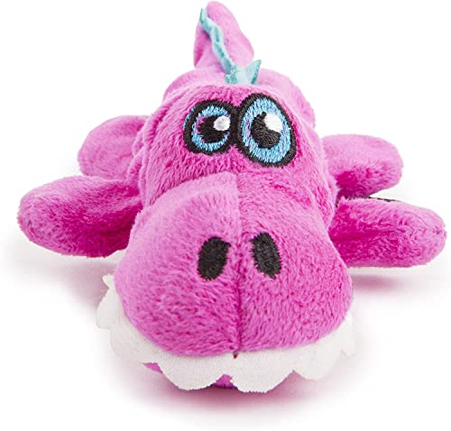 goDog Gators Just for Me Squeaker Plush Pet Toy for Dogs and Puppies, Soft and Durable, Tough and Chew Resistant, Reinforced Seams - Pink, Mini