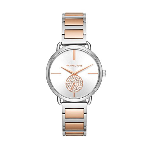 Michael Kors Women's Portia Quartz Watch with Stainless Steel Strap, Two Tone, 16 (Model: MK3709), Silver/Rose Gold
