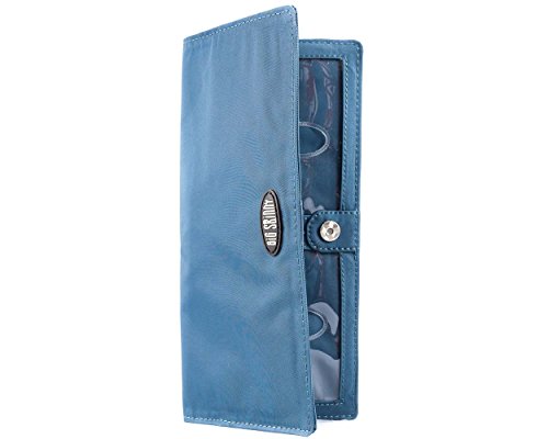 Big Skinny Women's Leather Executive Bi-Fold Checkbook Slim Wallet, Holds Up to 40 Cards,Lightweight,Slim, Teal