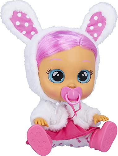 Cry Babies Dressy Coney - 12' Baby Doll | Pink Dress, Bunny Themed White Fluffy Jacket