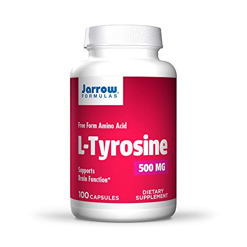 Jarrow Formulas L-Tyrosine 500 mg - 100 Capsules - Supports Brain Function - Brain Neurotransmitter Precursor - Free Form Amino Acid - Contains Pure Crystalline L-Tyrosine - 100 Servings