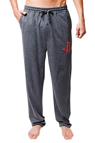 Ultra Game NBA Houston Rockets Mens Sleepwear Super Soft Pajama Loungewear Pants, Heather Gray, Medium