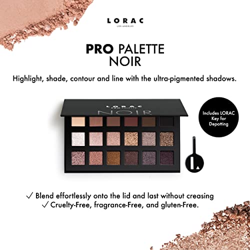 LORAC PRO Matte and Shimmer Eyeshadow Palette, Noir | Glitter | Mirror Compact | Cruelty Free, Gluten Free, Vegan