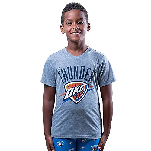 Ultra Game NBA Oklahoma City Thunder Youth 2 Piece Pjs Lounge Pants and Tee Set, Team Color, 8