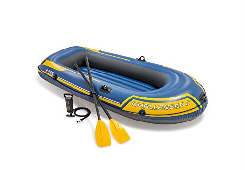 Intex Challenger 2, 2-Person Inflatable Boat Set with French Oars and High Output Air-Pump (Latest Model)