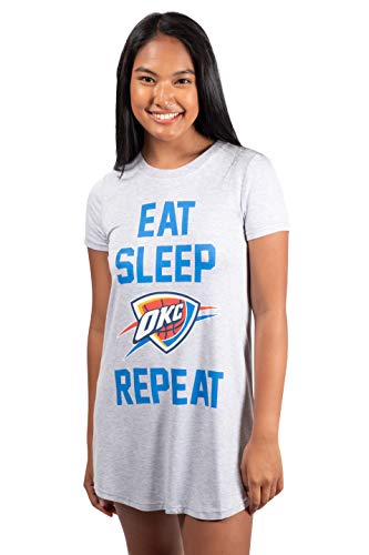 Ultra Game NBA Oklahoma City Thunder Womens Super Soft Sleepwear Pajama Loungewear Tee Shirt Nightgown, Heather Gray, Small