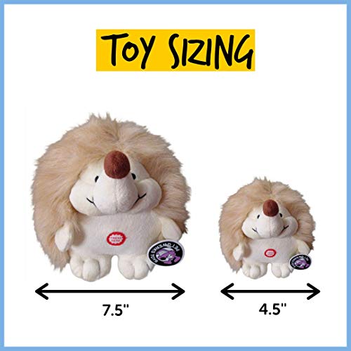 Pet Qwerks Plush Interactive Dog Toys - Chattering Hedgehog - 7.5 in for Large, Beige