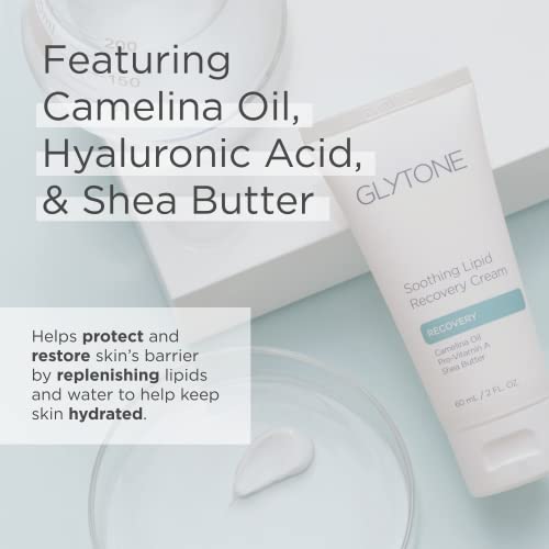 Glytone Soothing Lipid Recovery Cream - Vitamins A and E, Camelina Oil, Glycerin, Shea Butter - Sensitive, Compromised and Post-Procedure Skin - 2 fl. oz