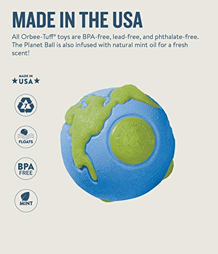 Planet Dog Orbee-Tuff Planet Ball Blue/Green Treat-Dispensing Dog Toy, Large