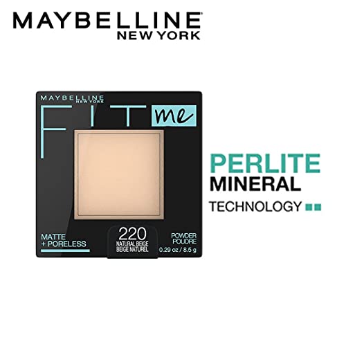 Maybelline Fit Me Matte + Poreless Pressed Face Powder Makeup and Setting Powder, Natural Beige, 1 Count