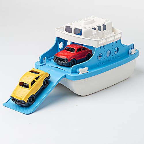 Green Toys Ferry Boat with Mini Cars Bathtub Toy, Blue/White, Standard