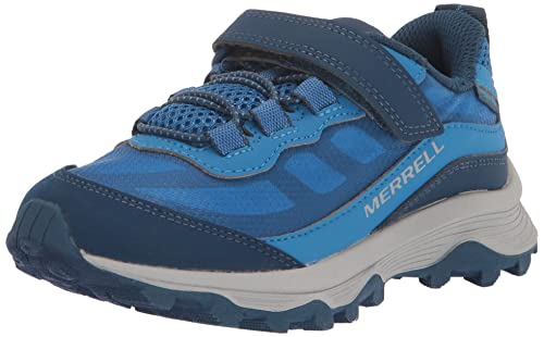 Merrell Moab Speed Low Alternative Closure Waterproof Hiking Sneaker, Blue, 5 US Unisex Big Kid