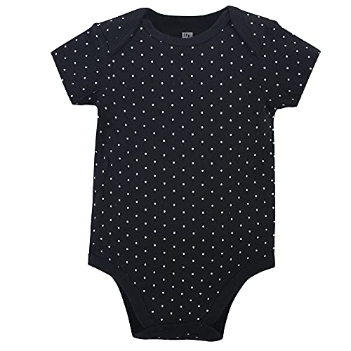 Hudson Baby Unisex Baby Cotton Bodysuits Black Bonjour, 3-6 Months