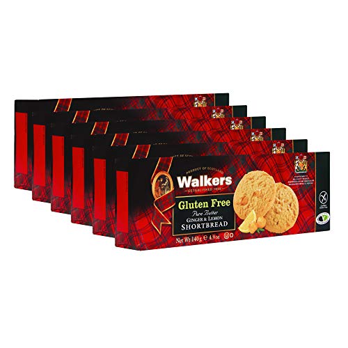 Walker's Shortbread Gluten Free Ginger and Lemon Cookies, Pure Butter Shortbread Cookies, 29.4 Oz (Pack of 6)