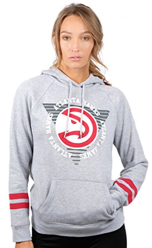 Ultra Game NBA San Antonio Spurs Womens Soft Fleece Pullover Hoodie Sweatshirt With Varsity Stripe, Heather Gray, Medium