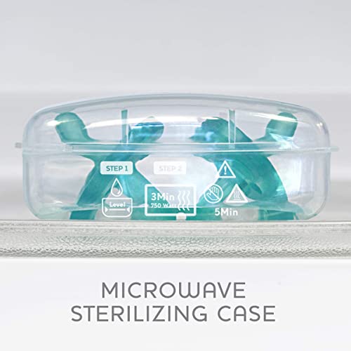 Chicco PhysioForma 100% Soft Silicone One Piece Pacifier for Babies 0-6 Months, Teal, Orthodontic Nipple, BPA-Free, 2-Count in Sterilizing Case