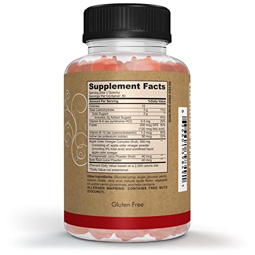 Pomona Wellness Apple Cider Vinegar Gummies with B Vitamins for Immune Support, Detox and Cleanse, ACV Gummy for Digestion, Overall Health, Vegan, 60 Count