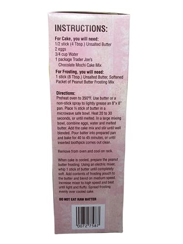 Trader Joe's Chocolate Mochi Cake Mix with Peanut Butter Frosting Mix Gluten Free (Pack of 1)