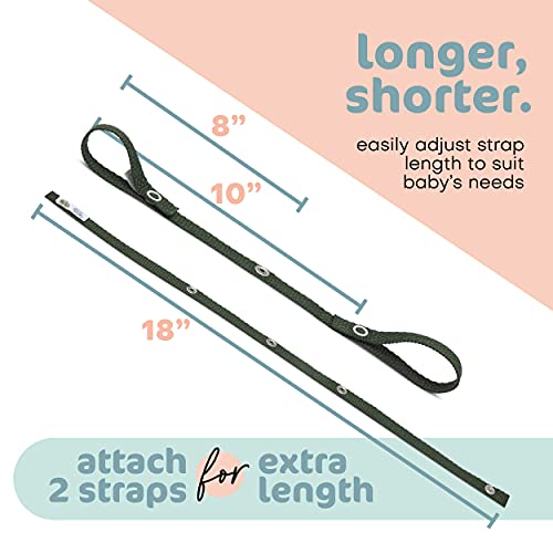 Baby Buddy Secure-A-Toy, Safety Strap Secures Toys, Teether, Pacifiers to Strollers, Highchairs, Car Seats, Adjustable Length Keep Toys Sanitary, Registry Must Haves, Orange-Gold-White-Yellow, 4 Count