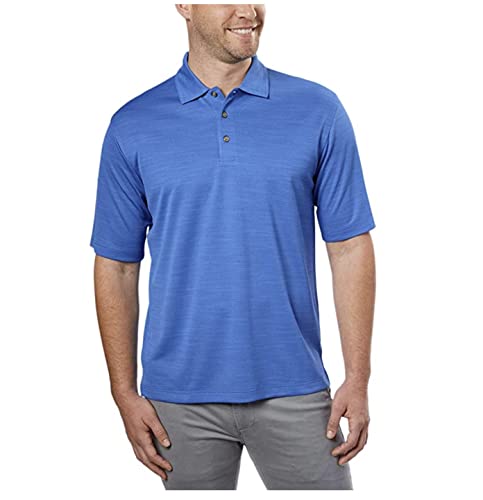 Kirkland Men's Performance Moisture Wicking Polo - 4 Colors and Sizes (X-Large, Grey Blue Stripe)
