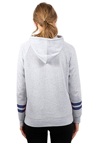 Ultra Game NBA Indiana Pacers Womens Soft Fleece Pullover Hoodie Sweatshirt With Varsity Stripe, Heather Gray, Large