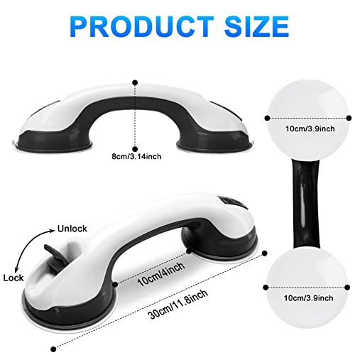 Shower Handle 2 Pack 12 inch Grab Bars for Bathtubs and Showers Shower Handle with Strong Hold Suction Cup Grip Grab Bath Handle Grab Bars for Handicap Elderly Seniors Bathroom Safety Grab Bar Black