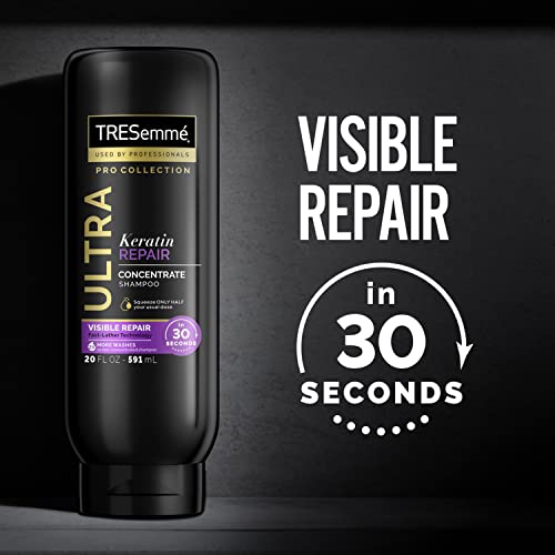 TRESemmé Ultra Keratin Repair Concentrate Shampoo for Damaged Hair, Visible Repair in 30 Seconds, Fast-Lather Technology and 2X More Washes 20 oz