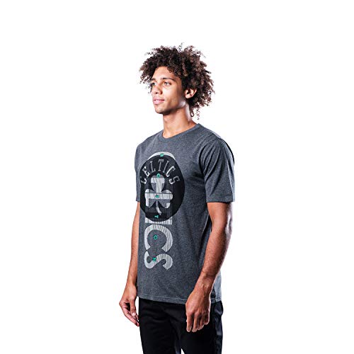 Ultra Game NBA Boston Celtics Mens Upright Logo Short Sleeve Tee Shirt, Charcoal Heather, XX-Large