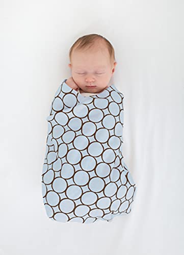 SwaddleDesigns Large Receiving Blanket, Ultimate Swaddle for Baby Boys, Girls, Softest US Cotton Flannel, Multiuse, Best Shower Gift, MADE in USA, Brown Mod Circles on Pastel Blue, Mom’s Choice Winner