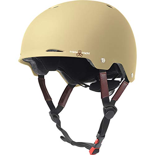 Triple Eight Gotham Dual Certified Helmet for Skateboard, Bike, Roller Skating, Sizes for Adults aand Teens, Cream Matte, Small / Medium