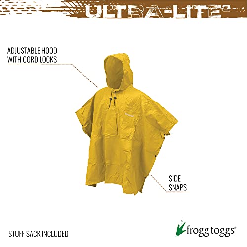FROGG TOGGS Men's Standard Ultra-Lite2 Waterproof Breathable Poncho, Yellow, One Size