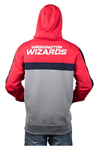 Ultra Game NBA Washington Wizards Mens Soft Fleece Full Zip Jacket Hoodie, Team Color, Small