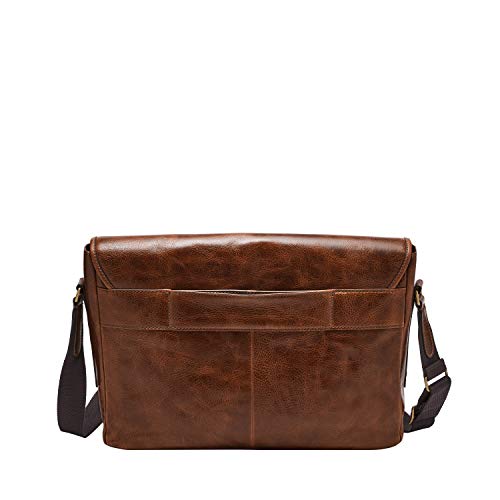 Fossil Men's Greenville Eco Leather Briefcase Messenger Device Bag, Cognac , (Model: MBG9560222)