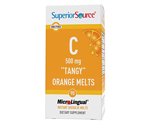 Superior Source Vitamin C 500 mg Sublingual Tablets - Buffered VIT C Tangy Orange Melts - Immune System Booster, Energy Vitamins - 90 Count