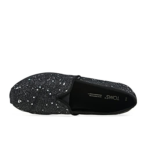 TOMS Women's Alpargata Recycled Cotton Canvas” Loafer Flat, Black Cosmic Glitter, 7