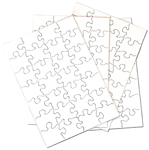 INOVART Puzzle-It 28-Piece Blank Puzzle, 24 Puzzles Per Package, 5-1/2' x 8', White