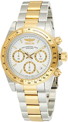 nvicta Men's Speedway 39.5mm Steel and Gold Tone Stainless Steel Chronograph Quartz Watch, Two Tone/White (Model: 9212)