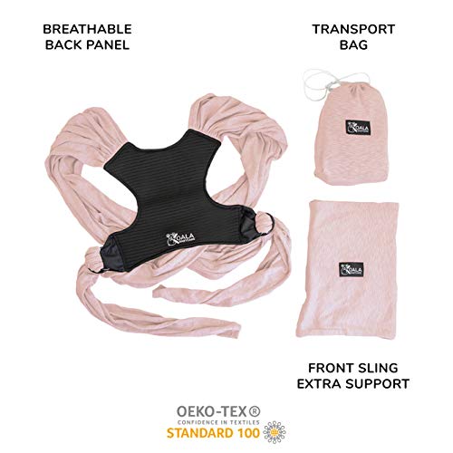 Koala Babycare Baby Carrier Wrap, Adjustable and Easyt-to-Wear As a T-Shirt - Baby Wearing Wrap One Size Fits All - Unisex Infant Wrap Carrier Up to 22lbs