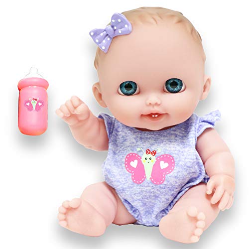 JC Toys Lil Cutesies 8.5' All Vinyl Baby Doll | Posable and Washable | Removable Outfit | Lulu- Blue Eyes Ages 2+