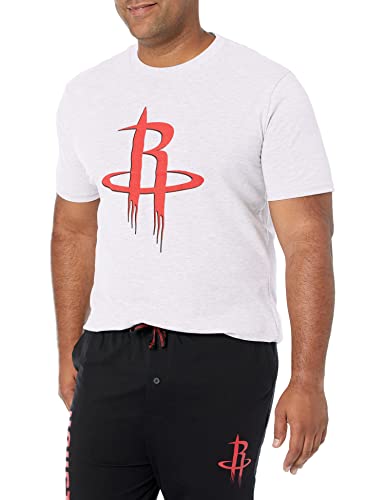 Ultra Game NBA Houston Rockets Mens 2 Piece Super Soft Tee Shirt and Lounge Pants Set, Black, Small