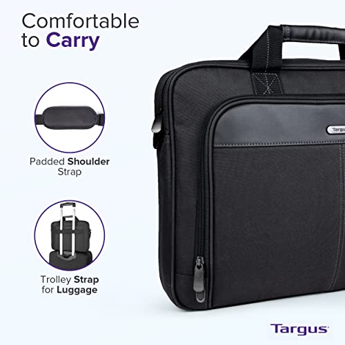 Targus Classic Slim Business Professional Travel and Commuter Bag for 16-Inch Laptop, Black (TCT027US)