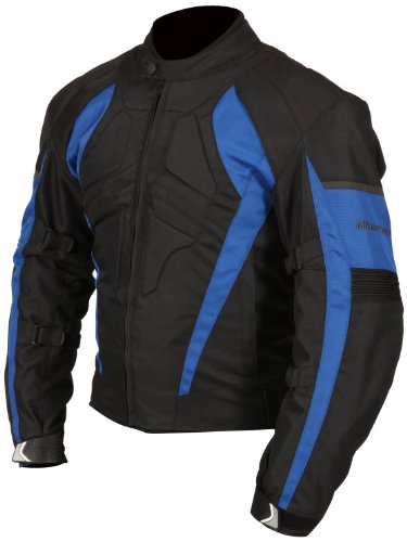 Milano Sport MJGAM0384LA Gamma Motorcycle Jacket with Blue Accent (Black, Large)